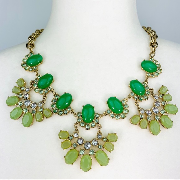 J. Crew Jewelry - J. Crew Green Rhinestone Statement Necklace